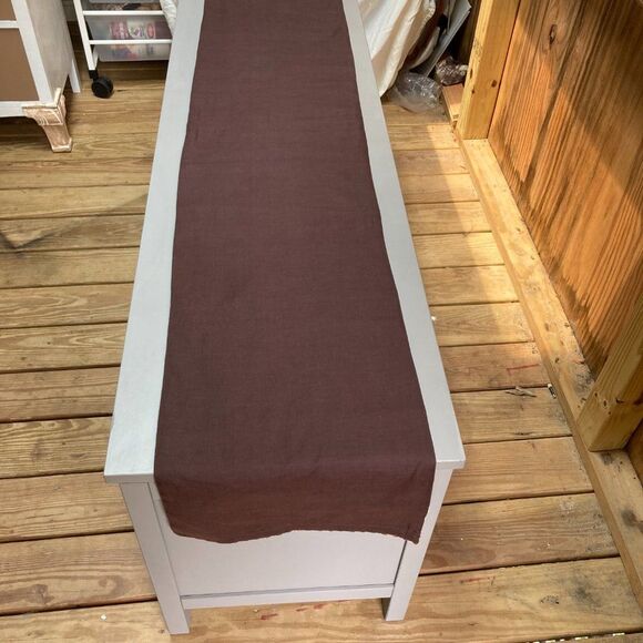 Flower and Leaves Embroidered Table Runner Rich Dark Brown 72 x 14 inch - Picture 7 of 8